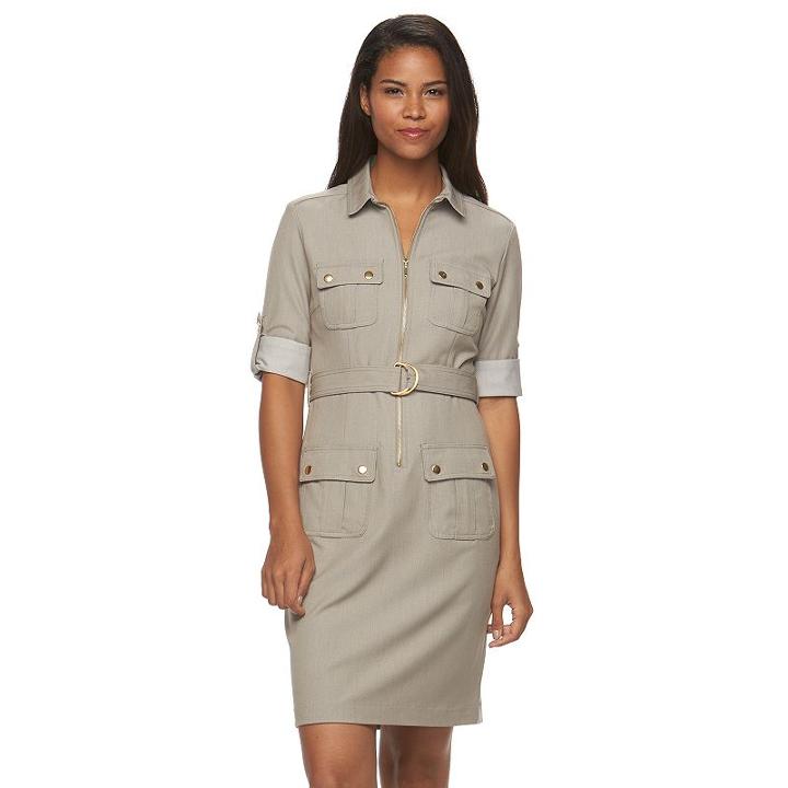 Women's Sharagano Career Denim Shirt Dress, Size: 14, Natural