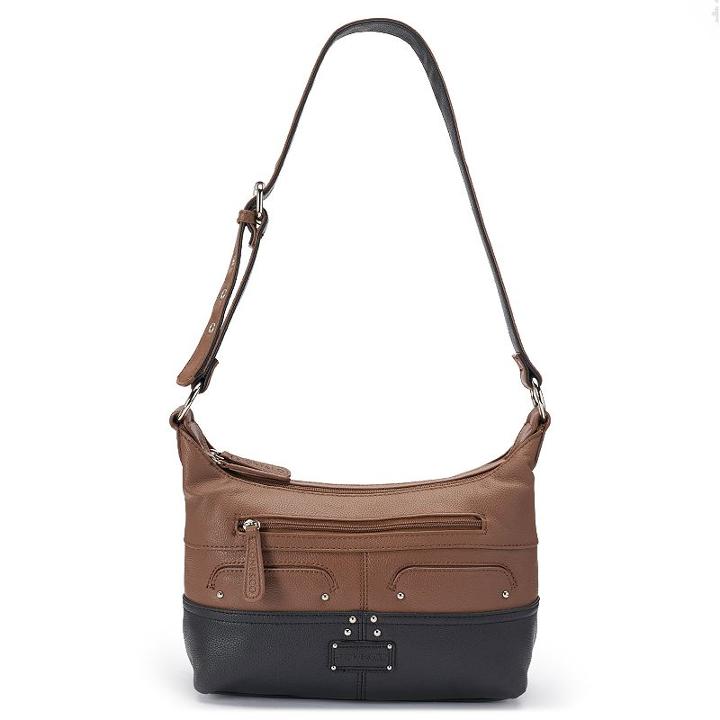 Stone And Co. Sophia Double Zip Leather Hobo, Women's, Grey (charcoal)