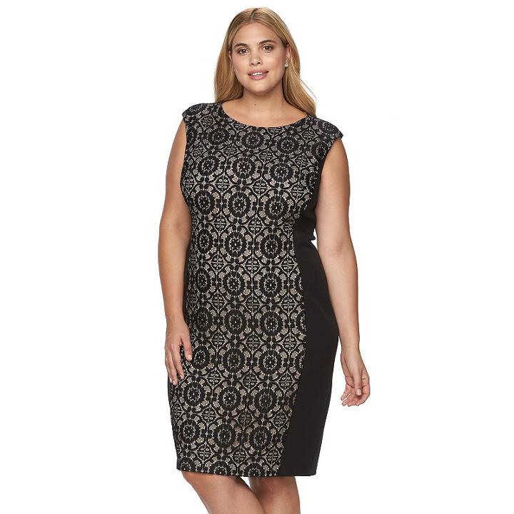 Plus Size Suite 7 Lace Sheath Dress, Women's, Size: 20 W, Beige Oth
