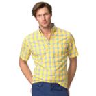 Men's Chaps Classic-fit Plaid Easy-care Button-down Shirt, Size: Medium, Yellow