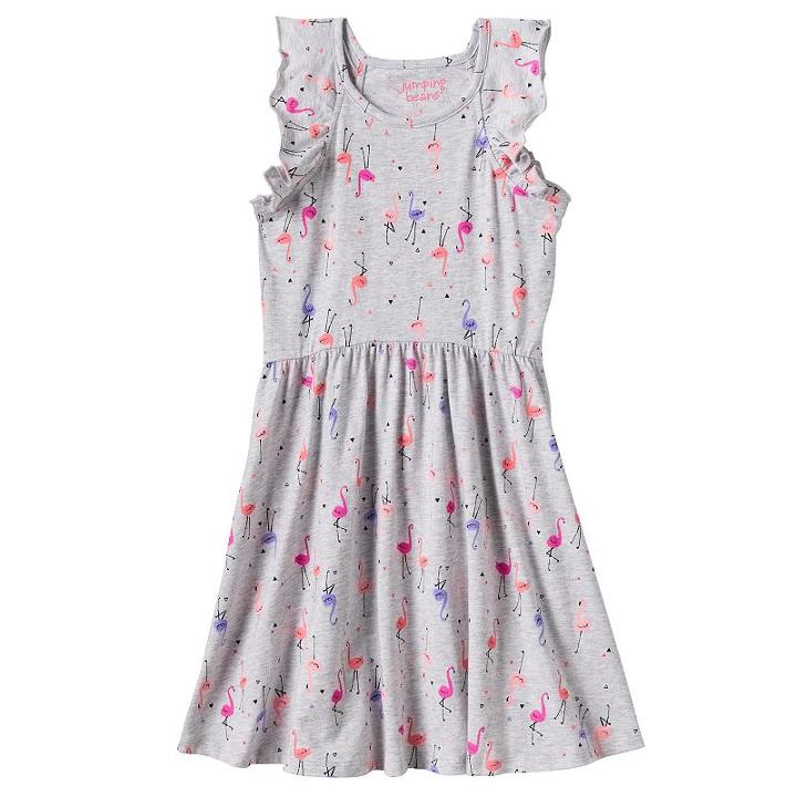 Girls 4-10 Jumping Beans&reg; Flutter Sleeves Print Dress, Girl's, Size: 8, Light Grey