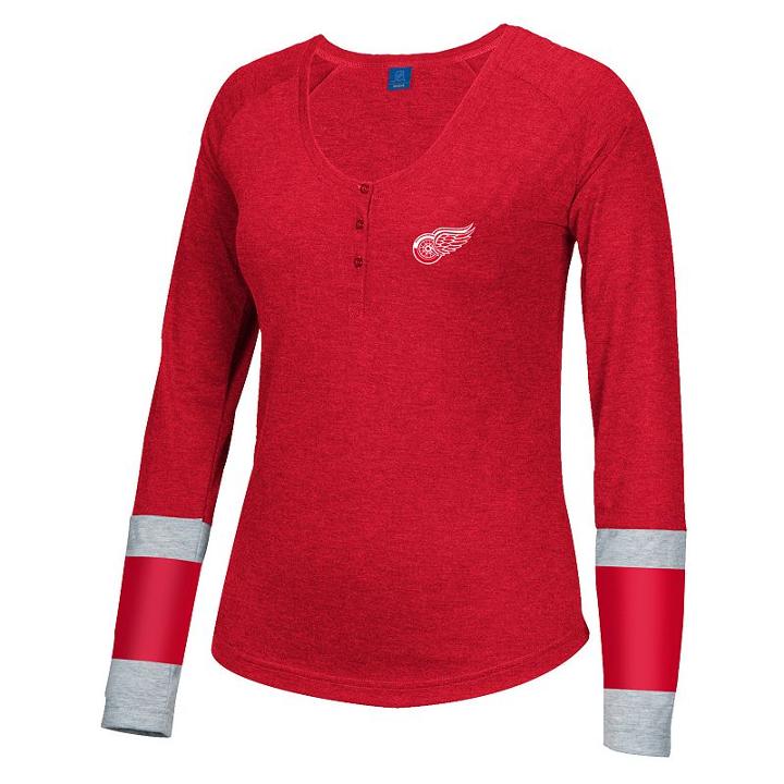 Women's Reebok Detroit Red Wings Jersey Henley, Size: Xxl, Med Red