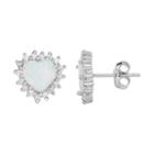 Lab-created Opal & Cubic Zirconia Sterling Silver Heart Halo Stud Earrings, Women's, White