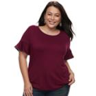 Plus Size Apt. 9&reg; Beaded Flutter Tee, Women's, Size: 4xl, Dark Red