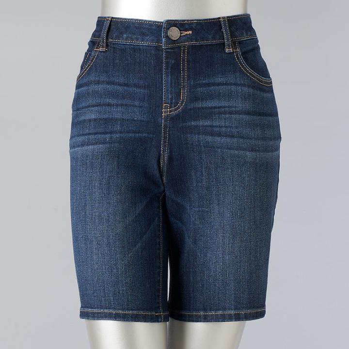 Women's Simply Vera Vera Wang Whiskered Bermuda Shorts, Size: 4, Blue (navy)