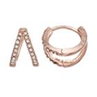 Lc Lauren Conrad Rose Gold Tone Nickel Free Openwork Huggie Hoop Earrings, Women's, Pink