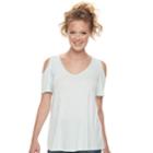 Juniors' So&reg; Knit Cold-shoulder Tee, Size: Small, Light Blue