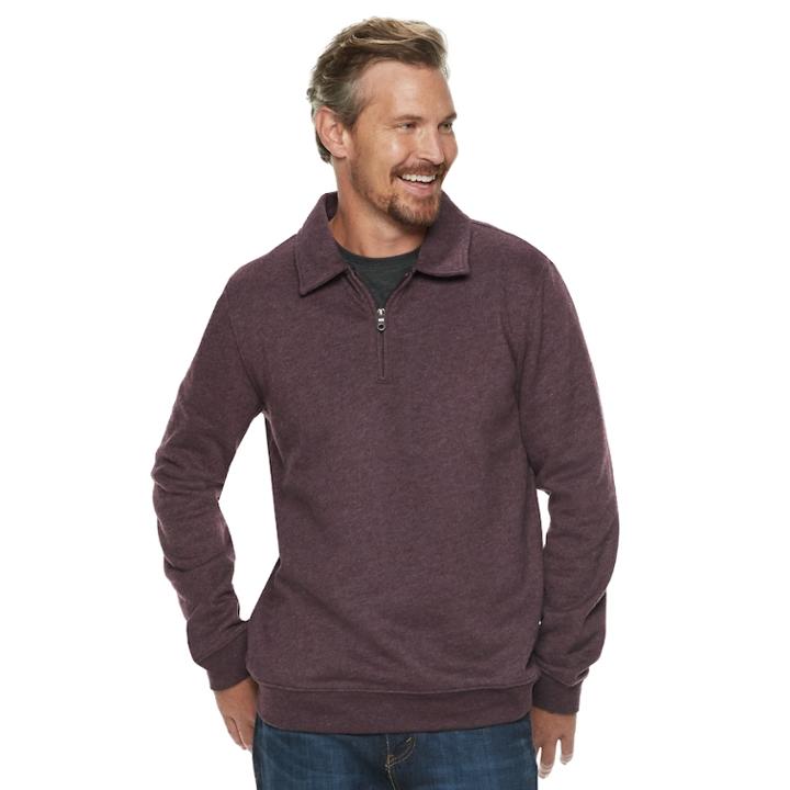 Men's Croft & Barrow&reg; Classic-fit Quarter-zip Fleece Polo, Size: Medium, Drk Purple