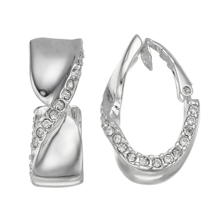 Dana Buchman Twisted Nickel Free Clip-on U-hoop Earrings, Women's, Silver