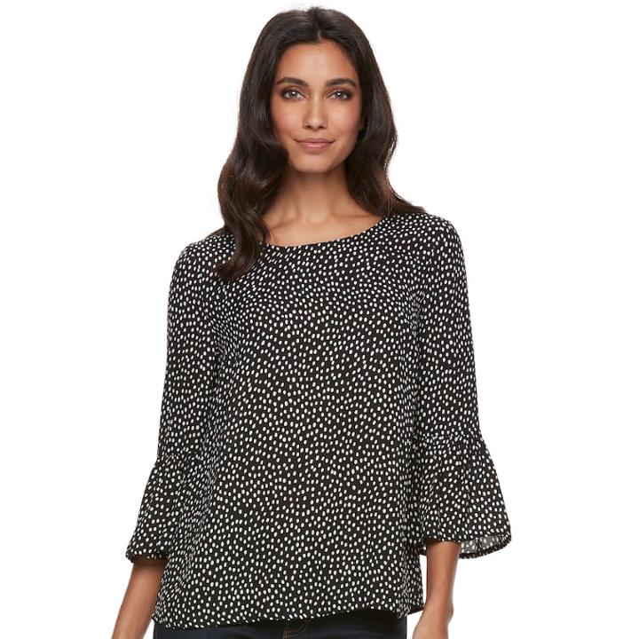 Women's Elle&trade; Printed Georgette Top, Size: Medium, Black