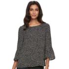 Women's Elle&trade; Printed Georgette Top, Size: Medium, Black