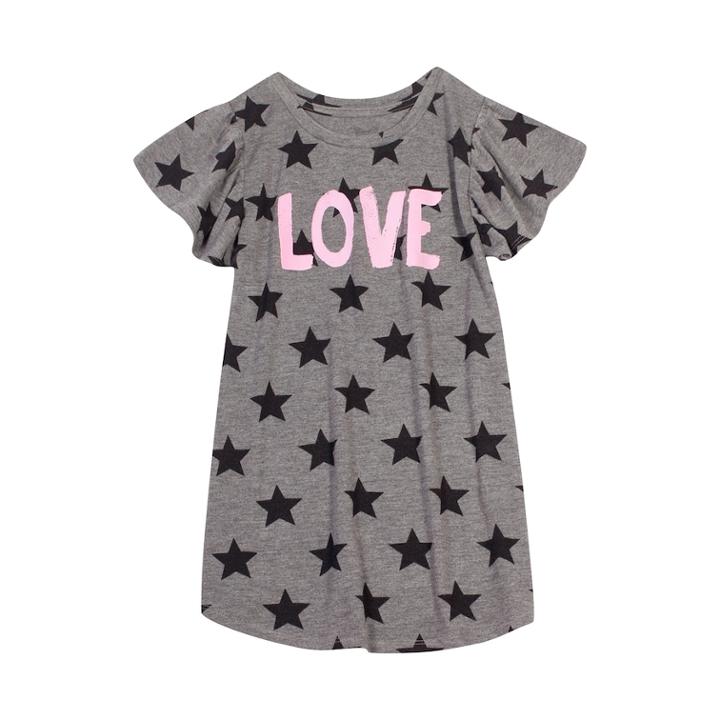 Girls 7-16 & Plus Size Harper & Elliott Ruffle Sleeve Graphic Tee, Size: Medium, Grey (charcoal)