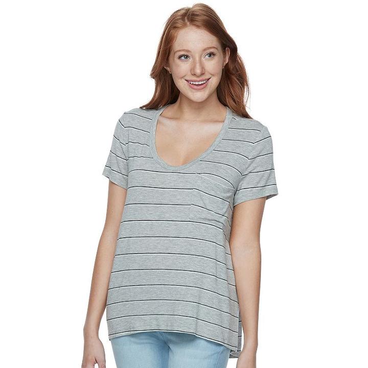Juniors' So&reg; Voop Neck Tee, Teens, Size: Small, Med Grey