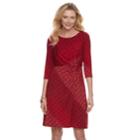 Women's Dana Buchman Printed Knot-front Dress, Size: Xl, Dark Red