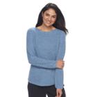 Women's Croft & Barrow&reg; Pointelle Sweater, Size: Xl, Med Blue