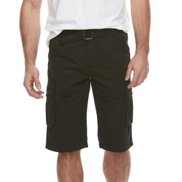 Men's Rawx Regular-fit Belted Cargo Shorts, Size: 36, Black