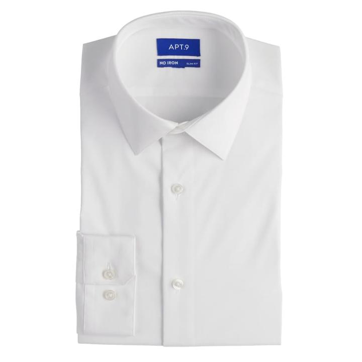 Men's Apt. 9&reg; Slim-fit Heiq Premium Flex No-iron Dress Shirt, Size: L-34/35, White