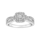 Simply Vera Vera Wang 14k White Gold 3/8 Carat T.w. Diamond Cushion Halo Engagement Ring, Women's, Size: 5.50