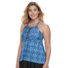 Plus Size Croft & Barrow&reg; Mosaic High-neck Tankini Top, Women's, Size: 20 W, Med Blue