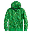 Boys 8-20 Minecraft Creeper Full-zip Hoodie, Size: Xl, Brt Green