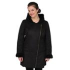 Women's Excelled Hooded Faux-shearling Jacket, Size: Small, Black