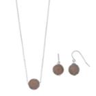 Sterling Silver Agate Bead Necklace & Earring Set, Women's, Grey