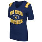 Women's Campus Heritage West Virginia Mountaineers Distressed Artistic Tee, Size: Large, Dark Blue