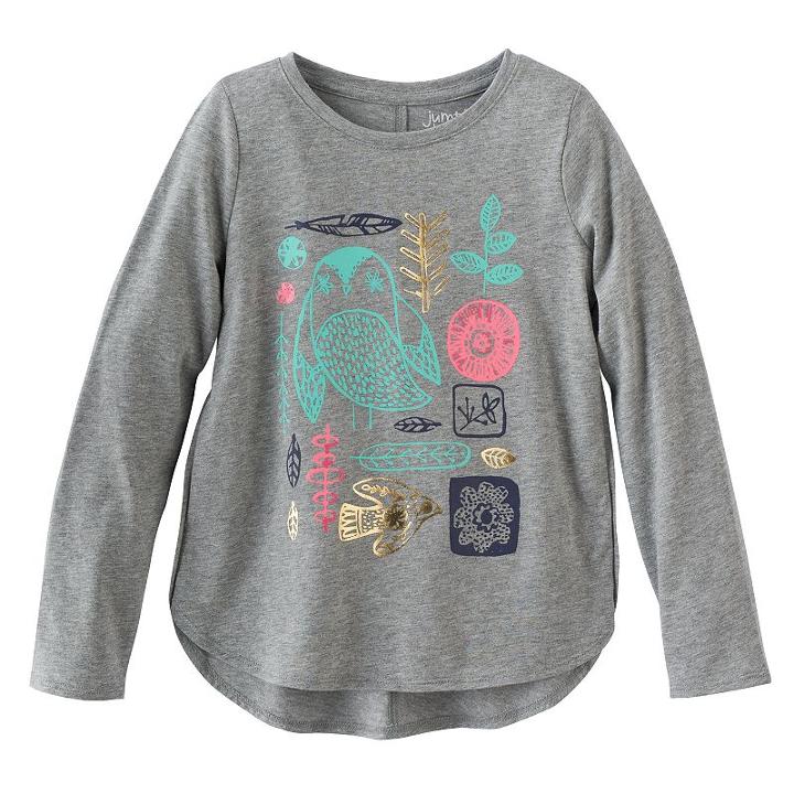 Girls 4-10 Jumping Beans&reg; Foiled Graphic High-low Hem Tee, Size: 7, Light Grey