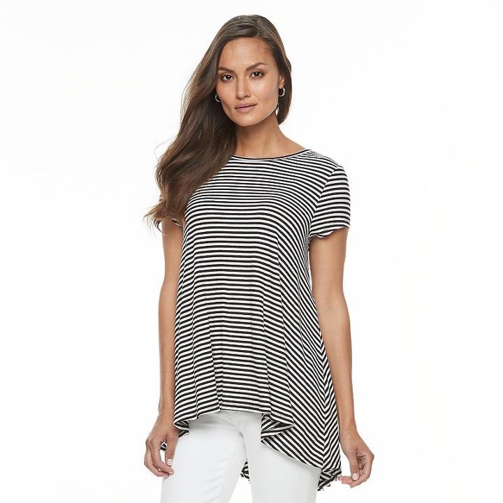 Women's Olivia Sky Ribbed Babydoll Tee, Size: Small, Oxford