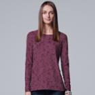 Petite Simply Vera Vera Wang Jacquard Tee, Women's, Size: Xs Petite, Purple