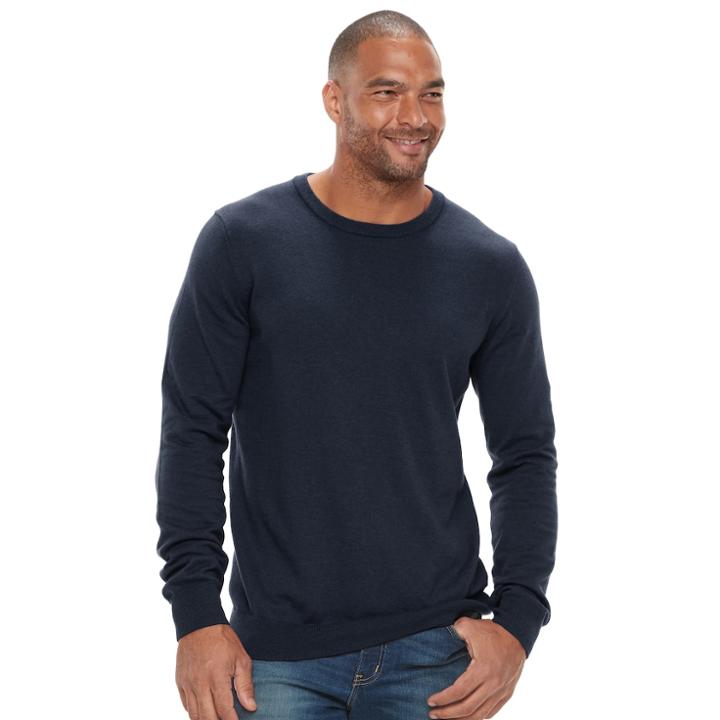 Big & Tall Sonoma Goods For Life&trade; Classic-fit Coolmax Crewneck Sweater, Men's, Size: 4xb, Dark Blue