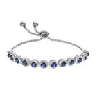 Sterling Silver Lab-created Sapphire & Cubic Zirconia Bolo Bracelet, Women's, Blue