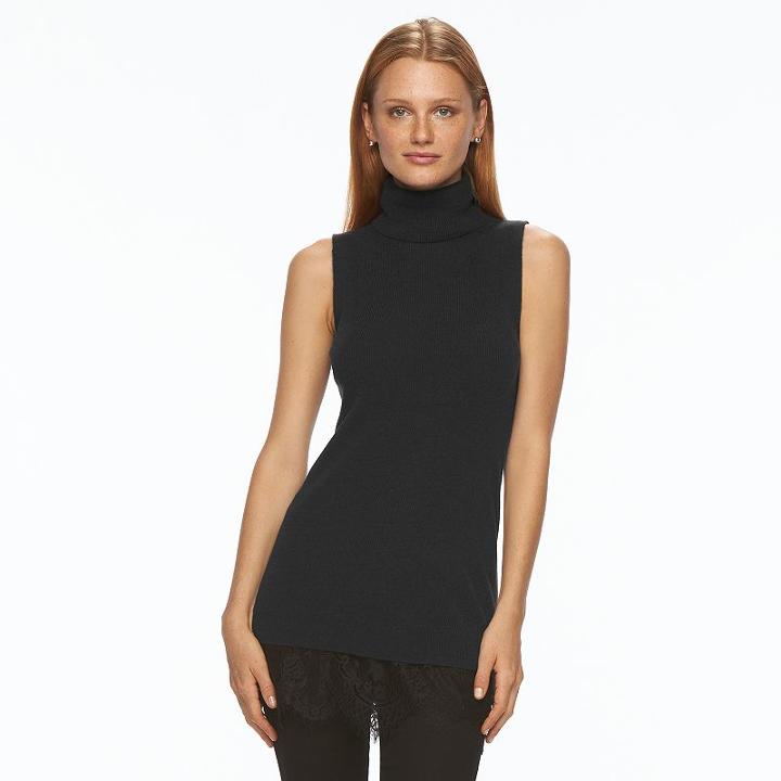 Women's Apt. 9&reg; Sleeveless Turtleneck Tunic Sweater, Size: Xs, Black