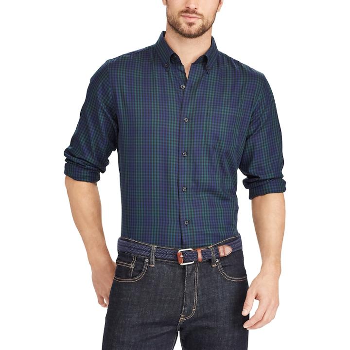 Big & Tall Chaps Classic-fit Easy-care Button-down Shirt, Men's, Size: 3xl Tall, Green