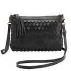 R & R Leather Scalloped Crossbody Bag, Women's, Black