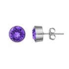 Brilliance Silver Tone Stud Earrings With Swarovski Crystals, Women's, Purple