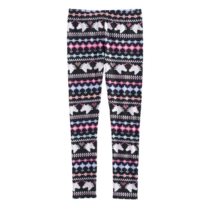 Girls 7-16 & Plus Size So&reg; Fairisle Pattern Leggings, Size: 10, Black