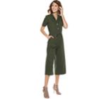 Women's Popsugar Cropped Wide-leg Jumpsuit, Size: Large, Dark Green