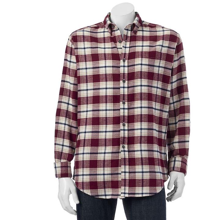 Men's Croft & Barrow&reg; Classic-fit Plaid Flannel Button-down Shirt, Size: Small, Dark Red