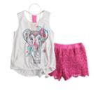 Girls 7-16 Self Esteem Tank Top & Crochet Shorts Set With Necklace, Size: Xl, White
