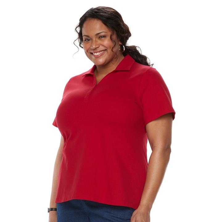 Plus Size Croft & Barrow&reg; Johnny Collar Polo, Women's, Size: 1xl, Med Red