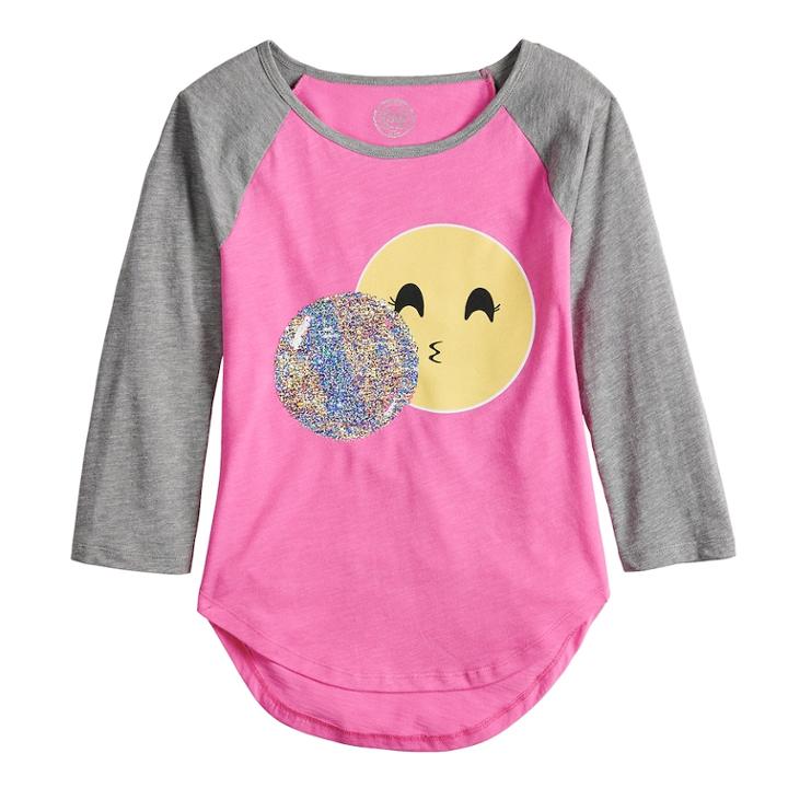 Girls 7-16 & Plus Size So&reg; Flip Sequin Varsity Tee, Size: 10, Light Pink