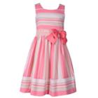 Girls 7-16 Bonnie Jean Striped Linen Lace Dress, Size: 8, Med Pink