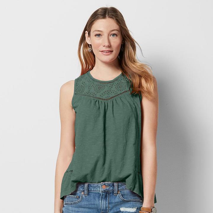 Women's Sonoma Goods For Life&trade; Split-back Eyelet Top, Size: Xxl, Grey