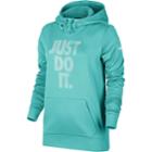 Women's Nike Therma Training Just Do It Graphic Hoodie, Size: Small, Turquoise/blue (turq/aqua)