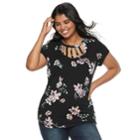 Juniors' Plus Size Candie's&reg; Cut-out Ladder Neck Top, Teens, Size: 3xl, Black