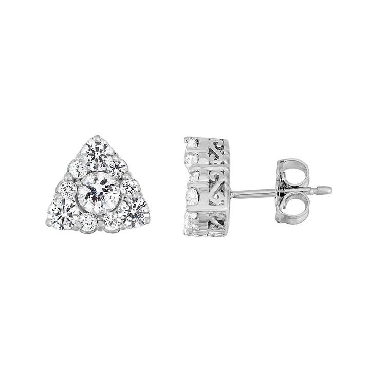 Sterling Silver Lab-created White Sapphire Triangle Stud Earrings, Women's