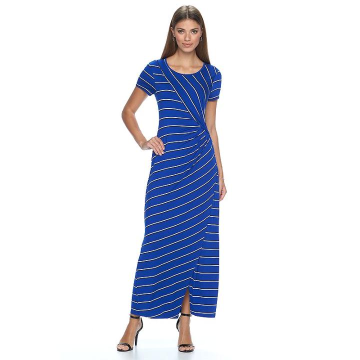 Women's Apt. 9&reg; Ruched Striped Maxi Dress, Size: Small, Brown Over