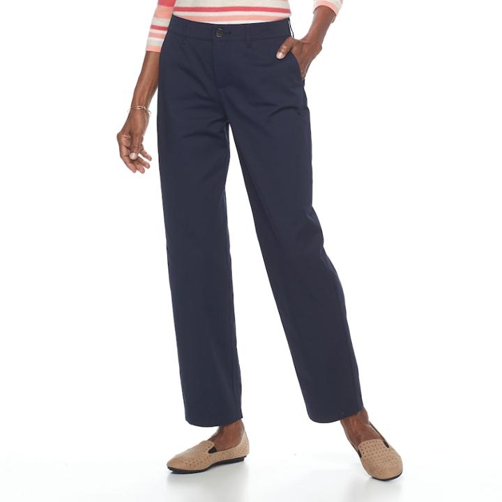 Women's Croft & Barrow&reg; Effortless Stretch Relaxed Pants, Size: 10 Short, Blue
