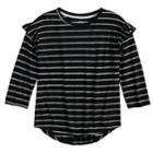 Girls 7-16 So&reg; Ruffle Sleeve Top, Size: 12, Black